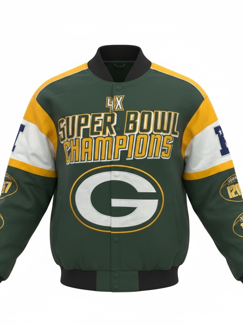 Packers Green, Gold & White Super Bowl Champions Bomber Jacket